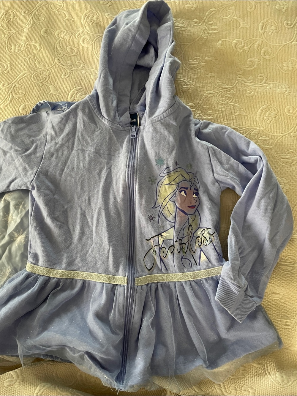 Disney Light Purple Elsa Hooded Zip-Up Sweatshirt with Tulle Hem